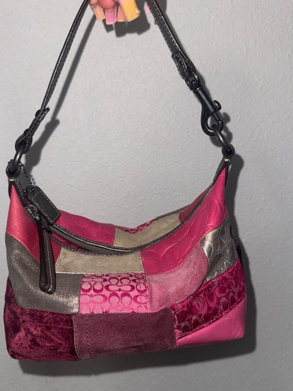 Coach Demi Pink Patchwork Bag